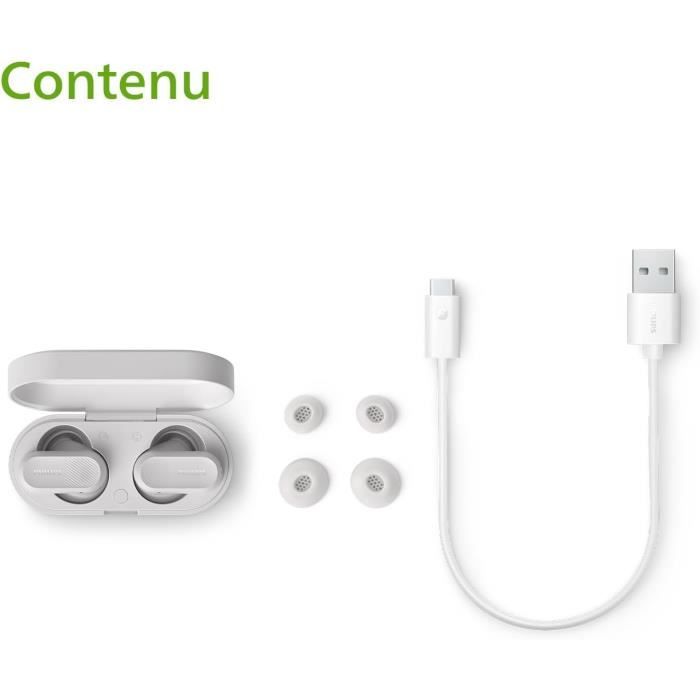 Écouteurs Intra-Auriculaires - Philips - TAT3509WT - Sans Fil - Réduction De Bruit - Étui De Charge Poche