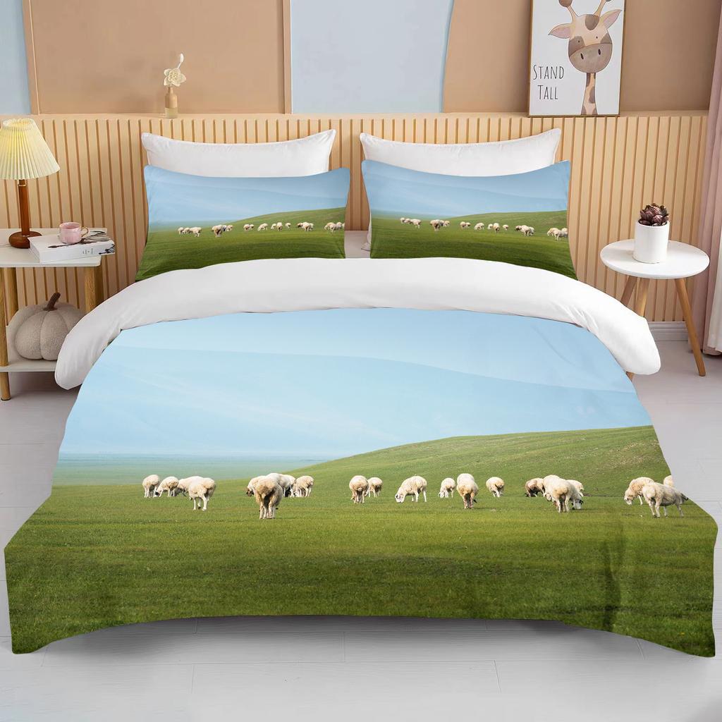 China Grassland European And American King Size Double Bed Children's Bedding  Microfiber Or Polyester Duvet Cover 3 Piece Set