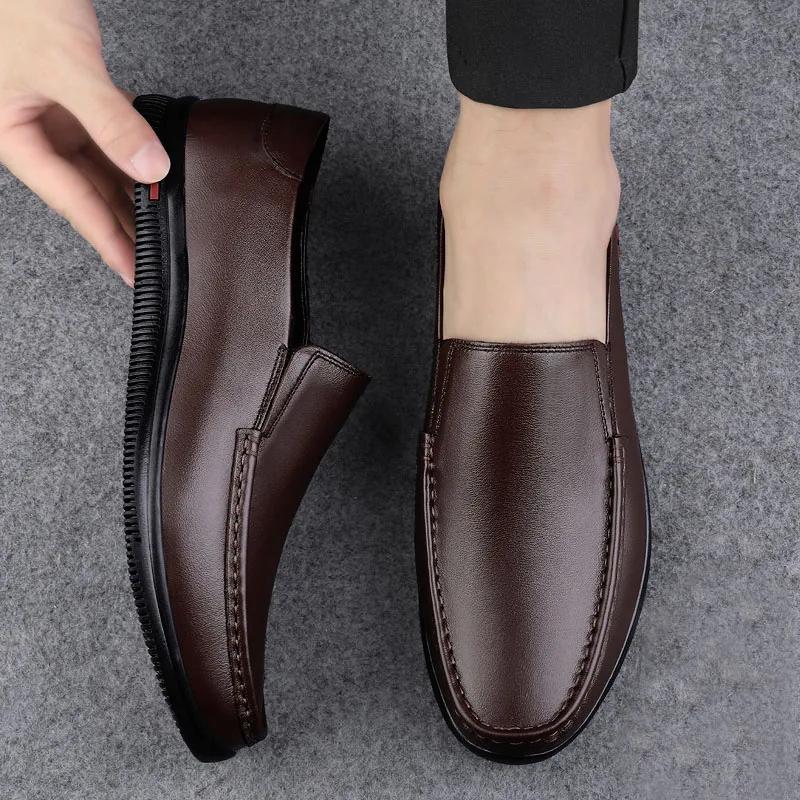 Men's Shoes Genuine Leather Slip On Loafers Wedding Dress Shoes For Men Moccasins Footwear Men Office All-match Man Casual Flats