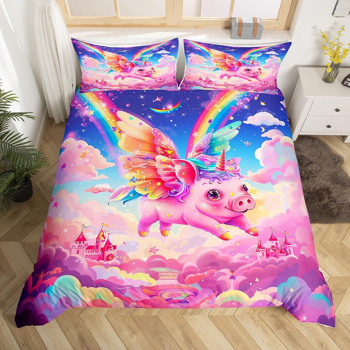 

Comforter Cute Couple Pig Twin King Roses Daisy Floral Valentine S Romantic Bedding Setcartoon Animal Rustic Comforter Comforter (quilt)-EU Single(135*200cm)3pcs