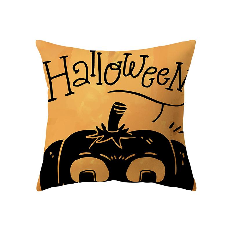 Halloween Theme Witch Pumpkin Print Pattern Cushion Cover Home Living Room Sofa Decoration Square Polyester Pillow Pillow Cover