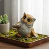 Owl Figurine Miniature Compact for Gardeners, Collectors, MicroLandscape, Desktop,