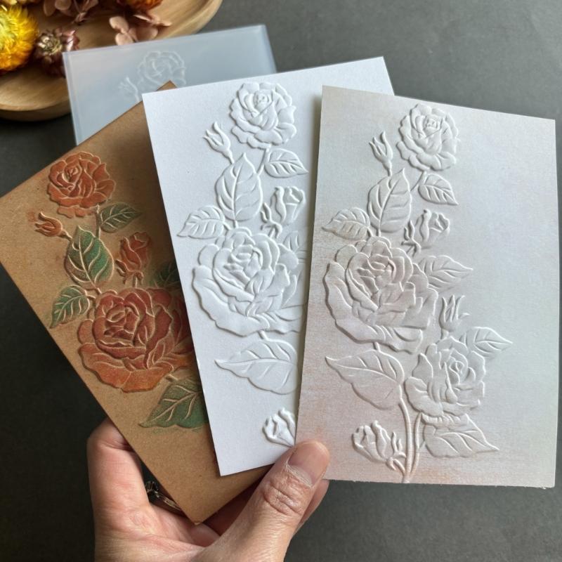 Flower Texture Embossing Template for Scrapbooking Card Making ABS Plastic Embossing Folder for Journals Envelopes