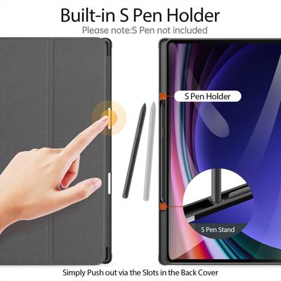 DUX DUCIS Domo Series pro Samsung Galaxy Tab S10 Ultra/S9 Ultra/S8 Ultra Pouzdro s trojitým stojánkem a koženým krytem s automatickým probuzením/uspáním