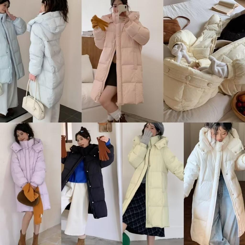 Down jacket women's medium and long winter new loose hooded sweet thickened premium hat buckle jacket