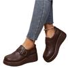 Women's Platform Loafers with Round Toe and Buckle Strap Slip-On Design Comfortable Thick Sole Casual Shoes for Daily Wear