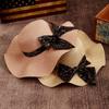 Sweet bow sunscreen beach hat women's spring and summer straw woven wave hat outdoor outing big eaves bucket hat