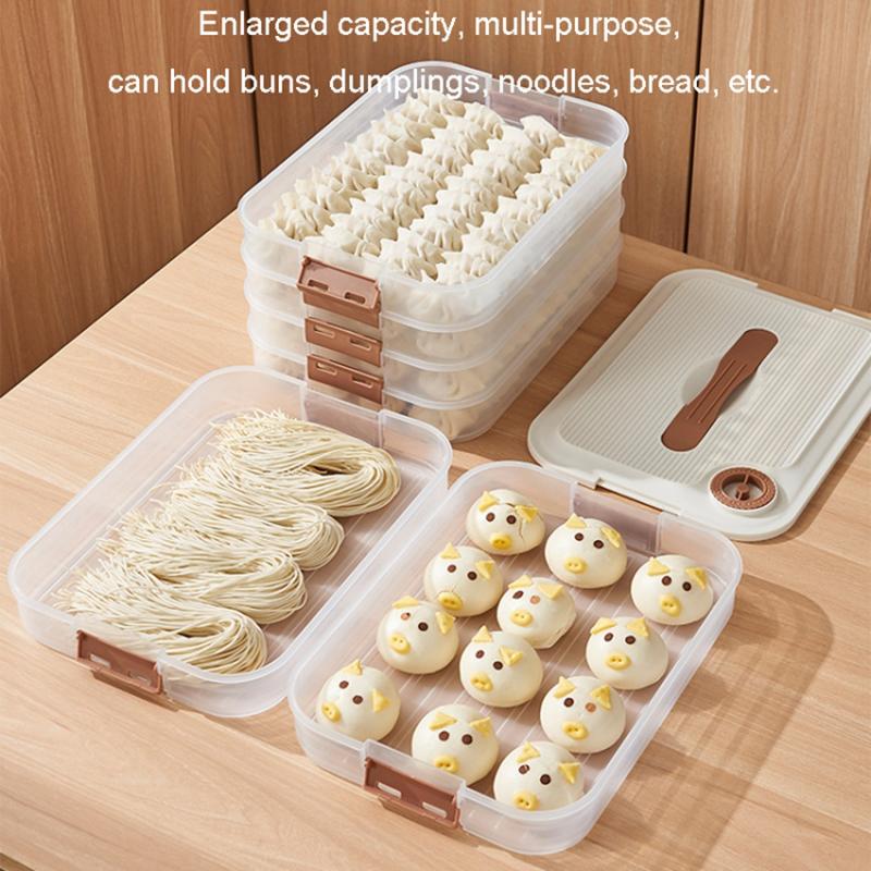 

2-Layer Refrigerator Dumplings Storage Box PP5 Dumpling Freezer Storage Box with Lid (BPA Free,No FDA Certification) Type A