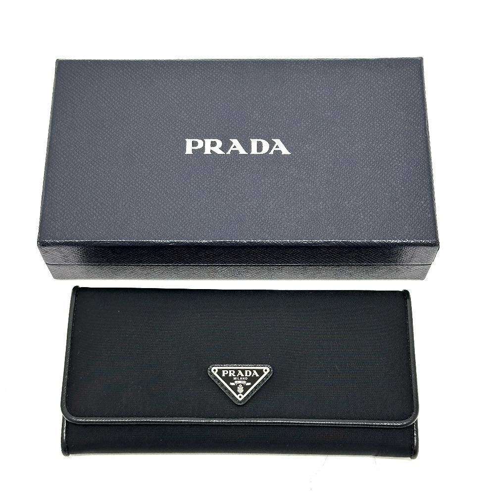 PRADA 1MH132 Triangle logo plate Long Wallet with Pass Case Flap Folded wallet