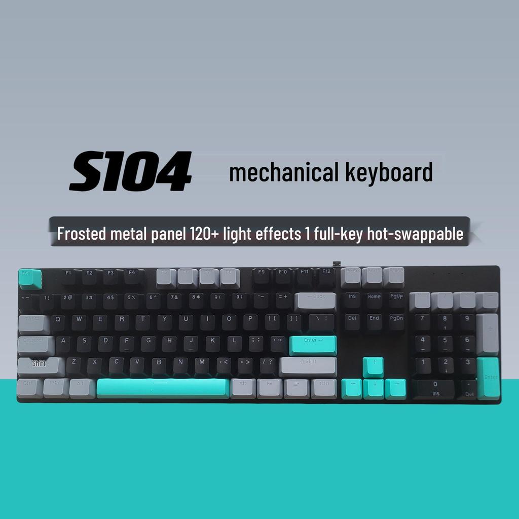 S104 Hot-Swappable Wired Mechanical Keyboard - Blue/Brown Switch, Perfect for Men & Women Gamers