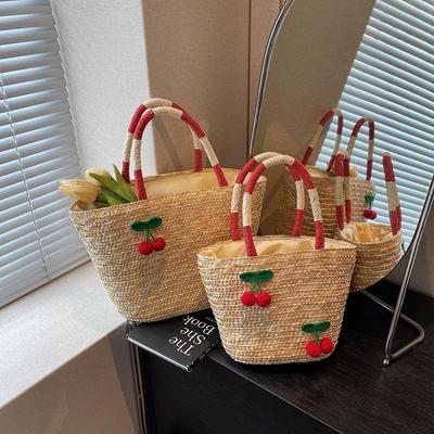 Nuova Borsa da Donna Intrecciata a Mano in Erba Borsa a Mano Moda Ricamo Borsa a Spalla Versatile Borsa da Spiaggia KTB