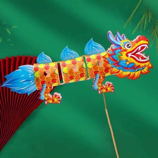 Spring Festival Dragon Lantern Holiday Party Handmade Plastic Lantern for Chinese New Year LED Glowing Dragon Ornaments for Indoor Outdoor Shopping