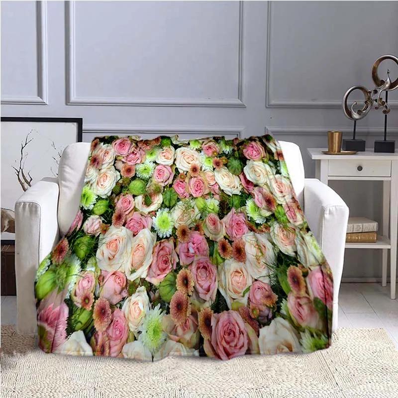 Rose Floral Blanket Soft Warm Print Throw Blanket Lightweight for Kids Adults Women Gift Super Soft for Bed Couch Sofa Blanket