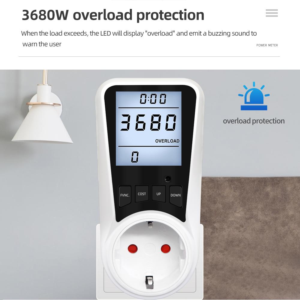 Digital Wattmeter AC Energy Socket Power Meter Electricity Usage Monitor Socket Kilowatt Wattage Voltage Meter with Backlight