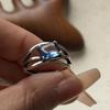 925 Sterling Silver Rings for Women Couple Minimalist Handmade Simple BLue Zircon Ring Fine Jewelry Gift Prevent Allergy