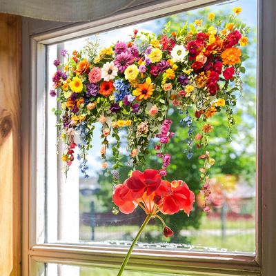 Painted Flowers Balcony Glass Windows Home Beautification and Decoration, Static Electricity Window Stickers