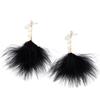 Temperament Feather Fringed Imitation Pearl Earrings, Retro Style Personality Simple Niche Stud Earrings For Women