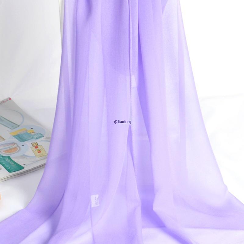 Vielseitiger Damen-Seidenschal: Georgette im koreanischen Stil für Frühling & Herbst, Lang, Einfarbig, Sonnenschutz, Ideal für Square Dance & Sommer-Schal.