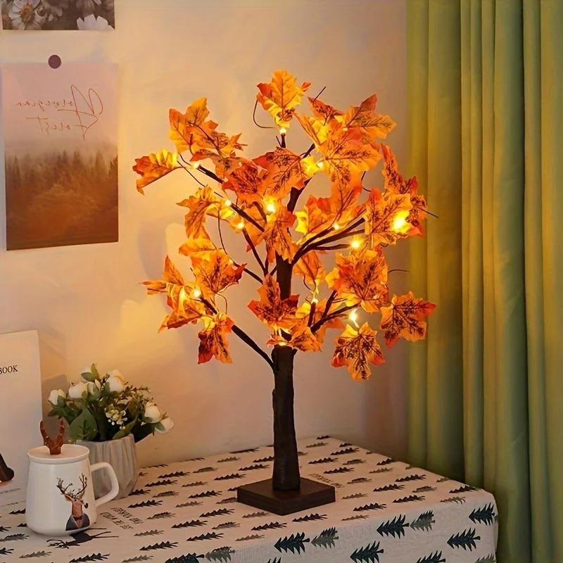 Red Maple Tree Lamp Cross-border Birch Christmas Decoration Led Lamp Simulated Tree Lamp Ornaments For Halloween Party Decor