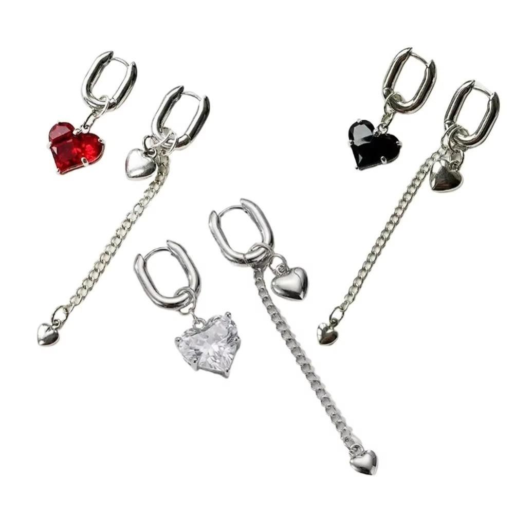Asymmetrical Design Pendant Earrings Tassel Long Earrings New Zircon Earrings  Jewelry Accessories