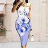 Women Plus Size Sleeveless Vest Dress Featuring Metal Ring Ornament At Left Neckline