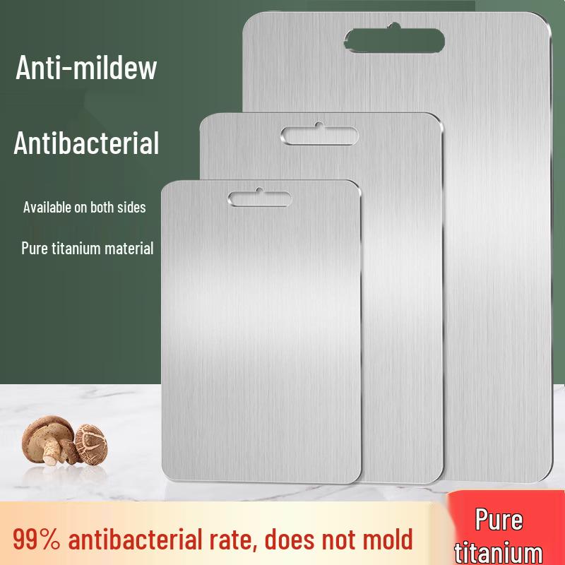 Titanium Double-Sided Cutting Board - Medical Grade, Anti-Mildew, Pure Titanium Chopping Block. Size 25*15CM