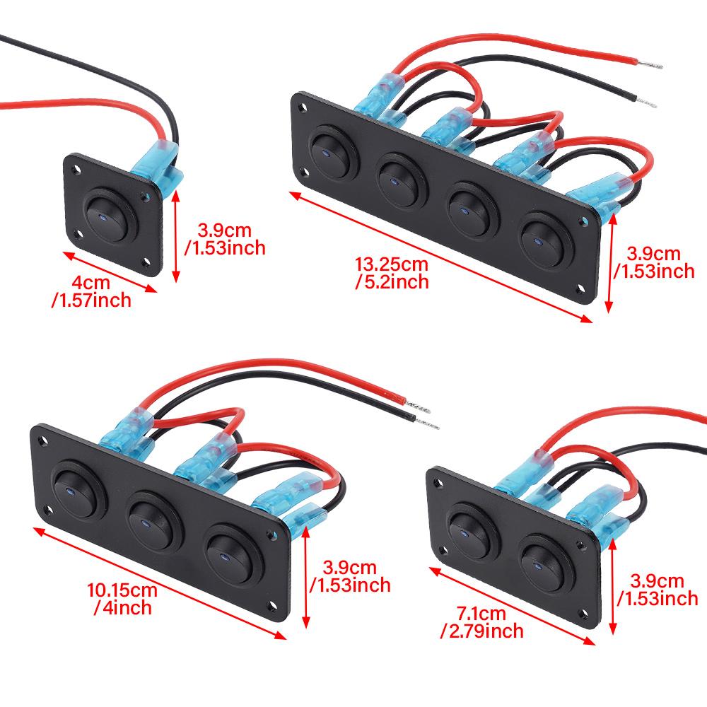 1-4 Gang Toggle Switch Panel 12V USB Car Boat Marine RV Truck Blue LED Styling Accessories Marine Rocker Switch Universal