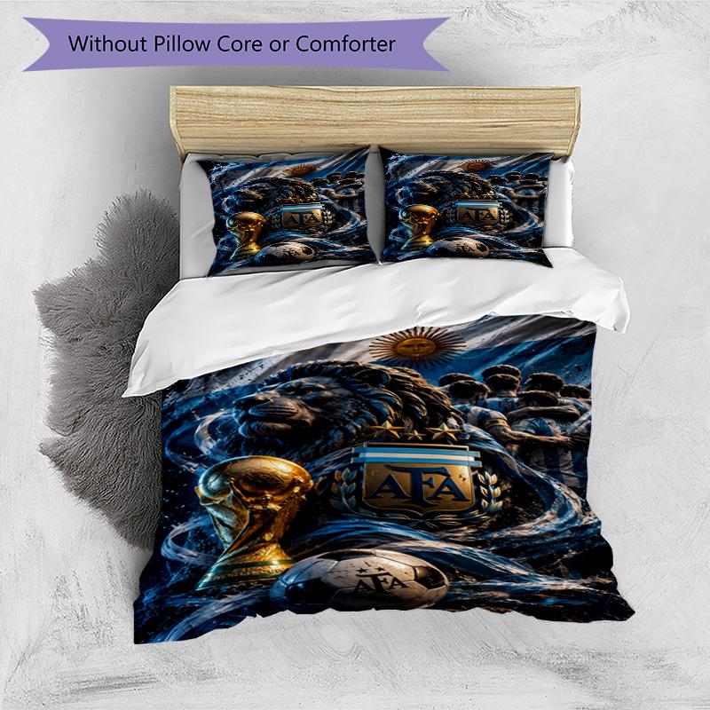 Lionel Messi Football Legend Bedding Set,Breathable Bed Linen for Guest Room Decoration,Festival Gift for Fans,All Season Duvet Cover with Pillowcases