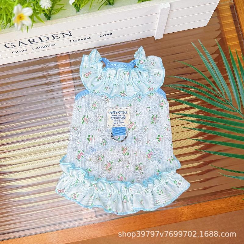 Dog Cat Clothes Pet Clothing Spring and Summer Floral Skirt Fresh and Cute Princess Skirt Thinner Than Bear Breathable