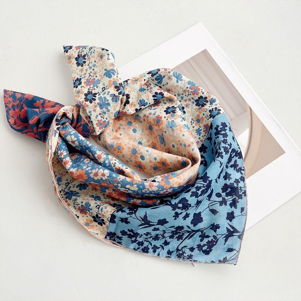 Breathable Cashew Nut Print Silk Scarf Thin Small Scarves Simple Square Handkerchief Beach