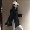 Spring Split Side Button White Black Long Tshirt O-Neck Women Shirts Autumn Arrival Harajuku Solid Oversized T Shirt Tops