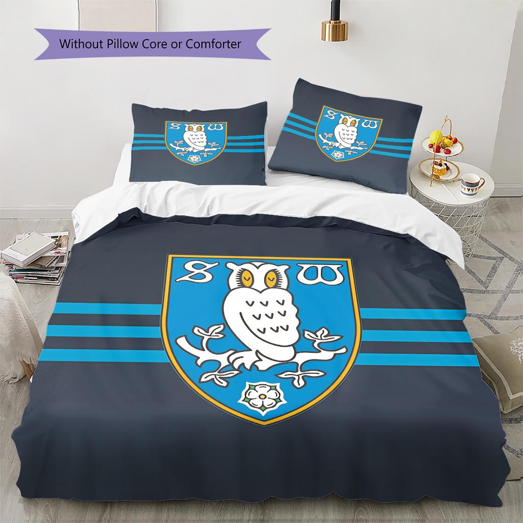 Sheffield Wednesday F.C Pattern Bedding Quilt Set Home Decoration Gift (1 * Duvet Cover + 2 * Pillowcase Without Core)
