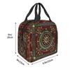 Greek Key Meander Red Gold Black Medallion Baroque Insulated Lunch Bag for Women Kids Portable Food Boxes Thermal Lunch Box Tote