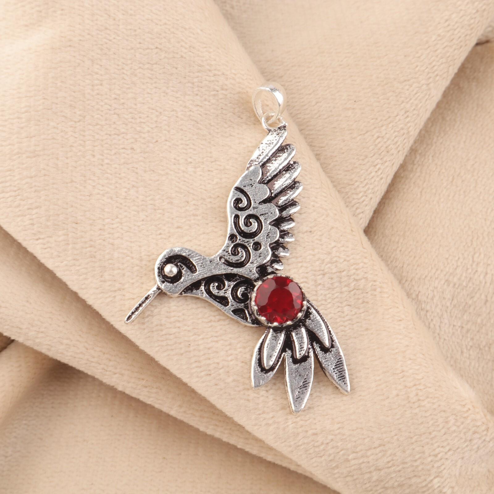 

Натуральный камень гранат красного цвета, серебро 925 пробы, модная подвеска 1,8 дюйма CP-20-11