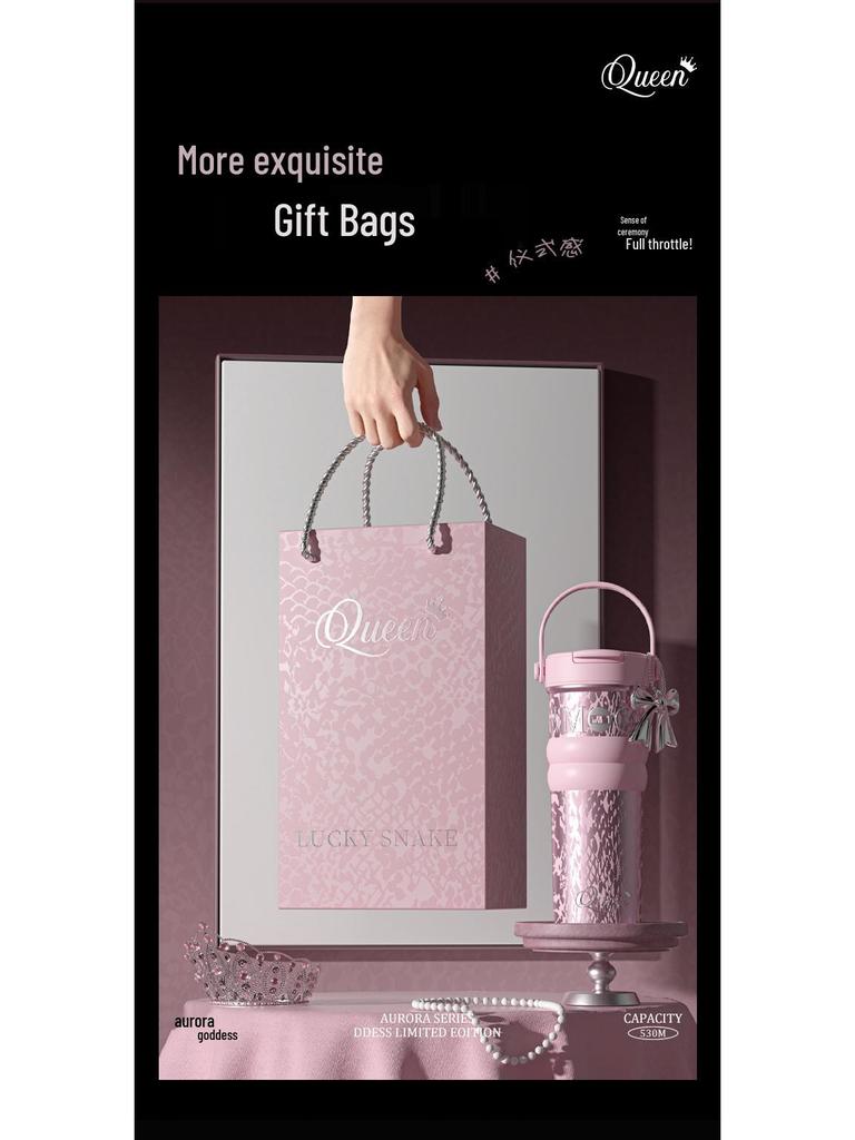 Women's Large Capacity Insulated Fruit Tea Cup with Ceramic Liner