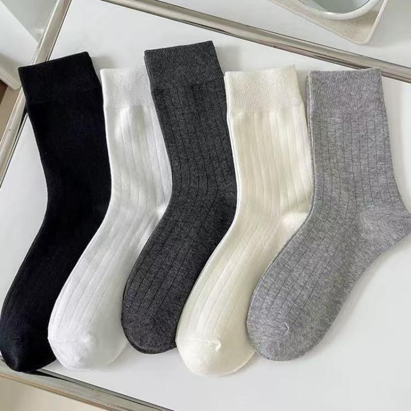 White Socks, Ladies' Pull-out Pile Socks, Mid-calf Combed Cotton Anti-pilling Socks, Spring and Autumn Trendy Simple Socks
