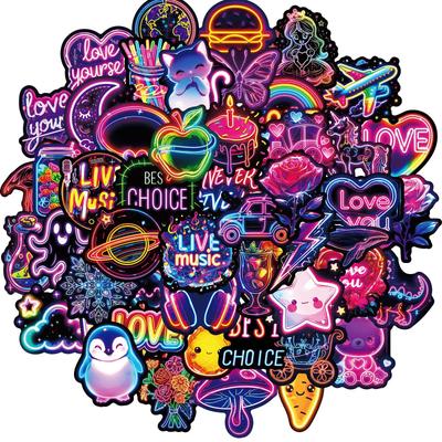50 Cool Neon Stickers Animal Doll Love Love Roses No Repetition Decorative Stickers