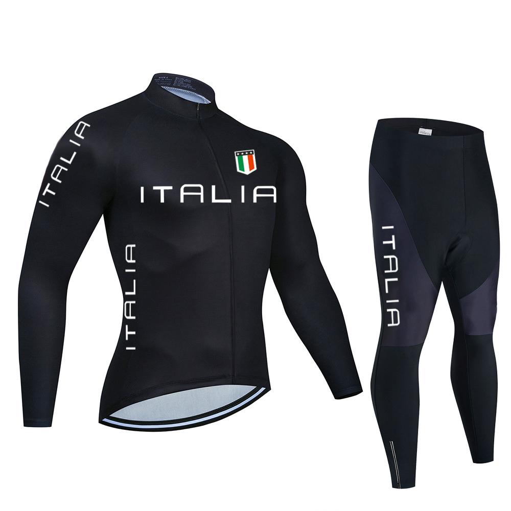 ITALIA Neues Pro Team Atmungsaktives Langarm Herren Fahrradtrikot Set MTB Fahrradbekleidung Herbst Fahrradkleidung Maillot Ropa Ciclismo
