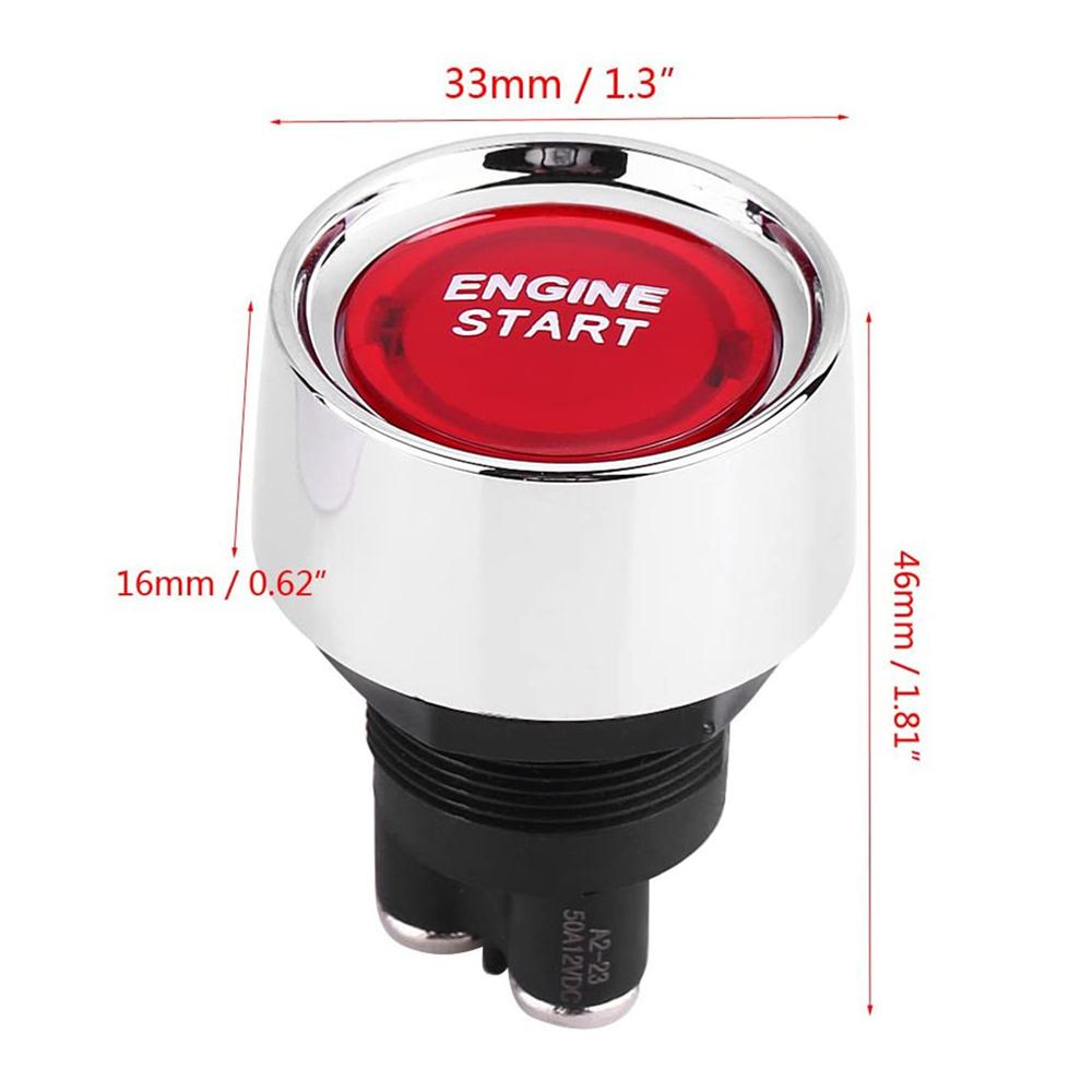 Universal 12V Race Car Engine Start Switch Push Button Starter Red LED Chrome