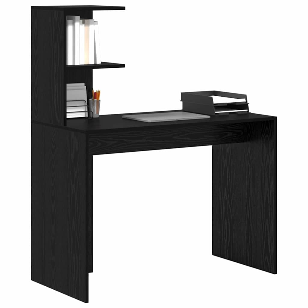 Desk with Shelf Black Oak Effect 102 x 50 x 124 cm