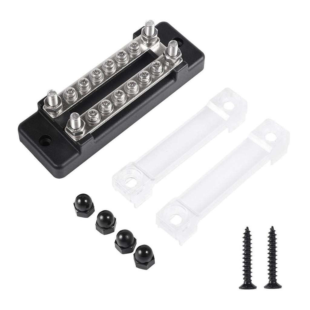 Marine Bus Bar 12V-48V ,Battery Bus Bar 150A Power Distribution Terminal Block with Cover for Car Boat Marine