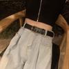 Modern Womens Black Decorative Wide Denim Belt For Effortless Summer Trends Fashion