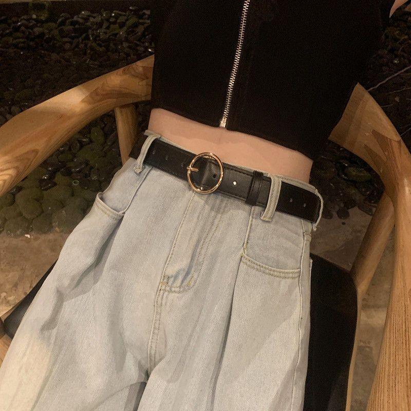 Modern Womens Black Decorative Wide Denim Belt For Effortless Summer Trends Fashion