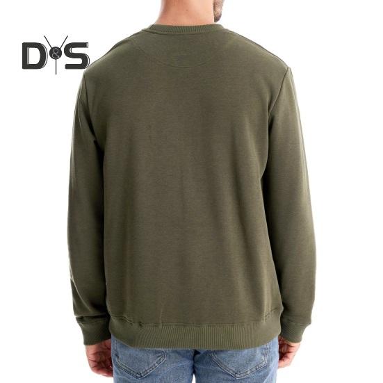 Fall Winter Men Top Loose O Neck Long Sleeves Pure Color Warm Pullover Mid Length Casual Daily Wear Sport Sweatshirt