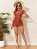 Fashion Short Sleeve Zipper Slim Sport Bikini Swimsuit For Beach