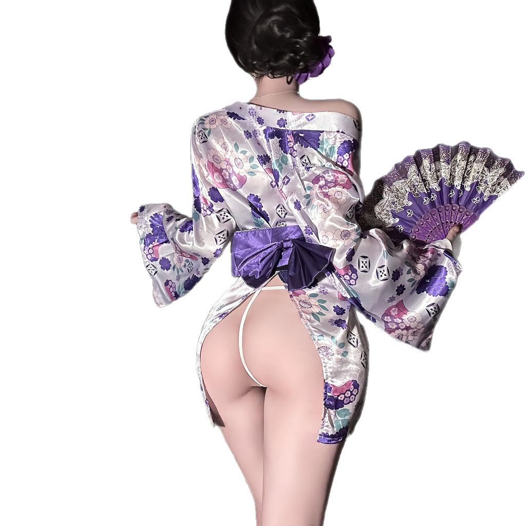 Sexy underwear Japanese geisha embroidery print butterfly tube top atmosphere kimono pure desire sexy nightgown