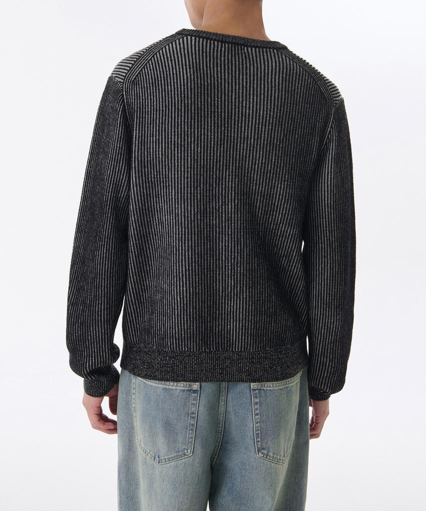 MUSINSA STANDARD Two-Tone Ribbed Crew Neck Knit [Black/Grey]