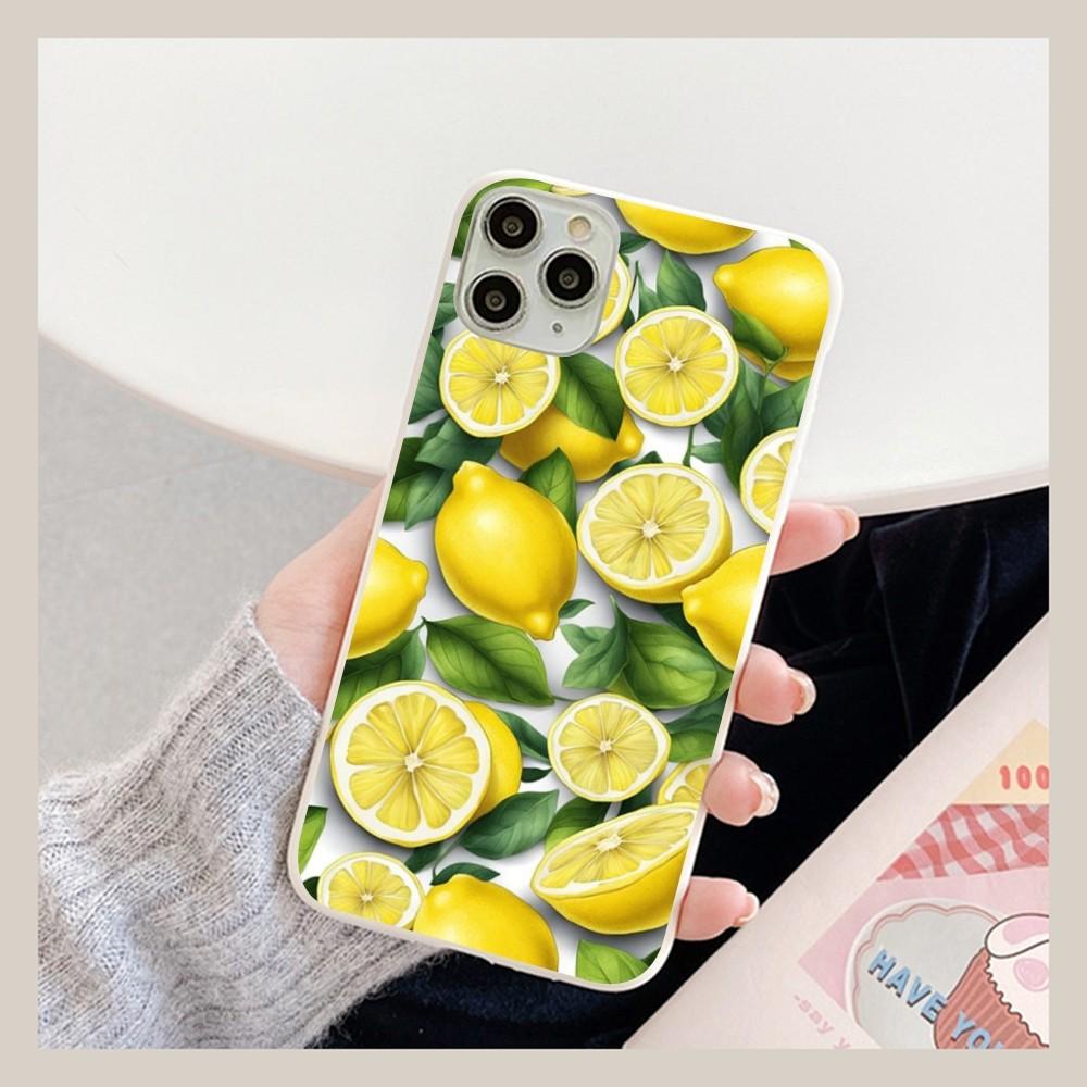 Fruit Lemon Phone Case For IPhone 14 11 12 13 Mini Pro Xs Max 8 7 6 6S Plus X XR Solid Candy Color Case