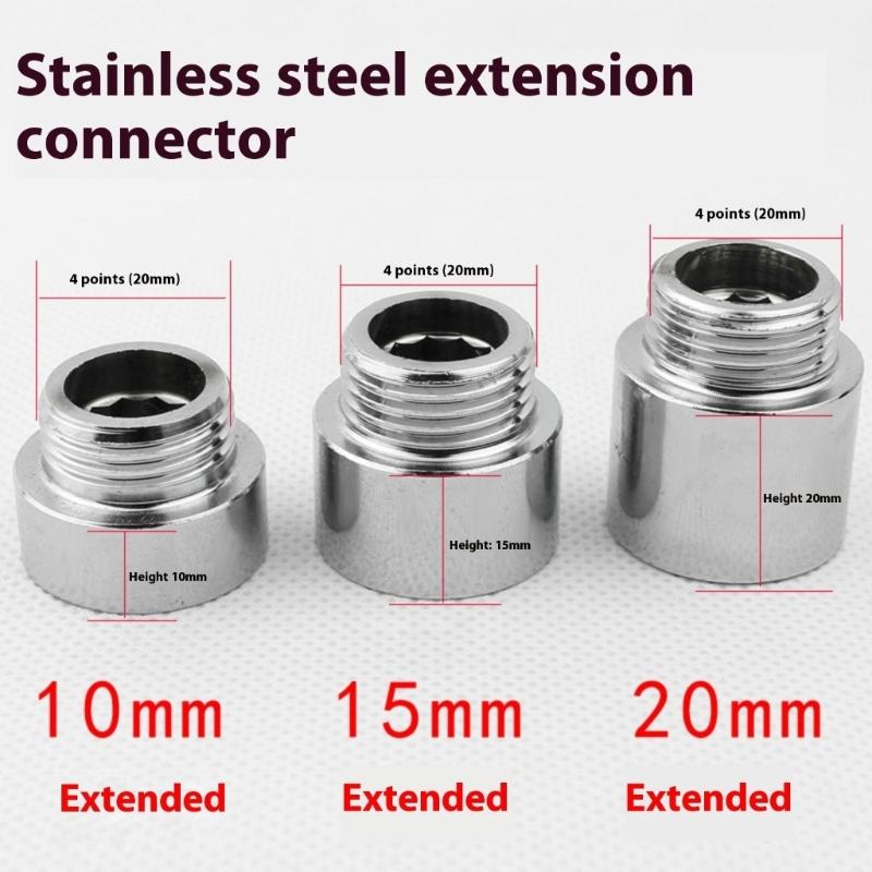 3Pcs Tap Extension Connector Internal External Thread Heavy Duty Stainless Steel Plumbing Temperature Resistant