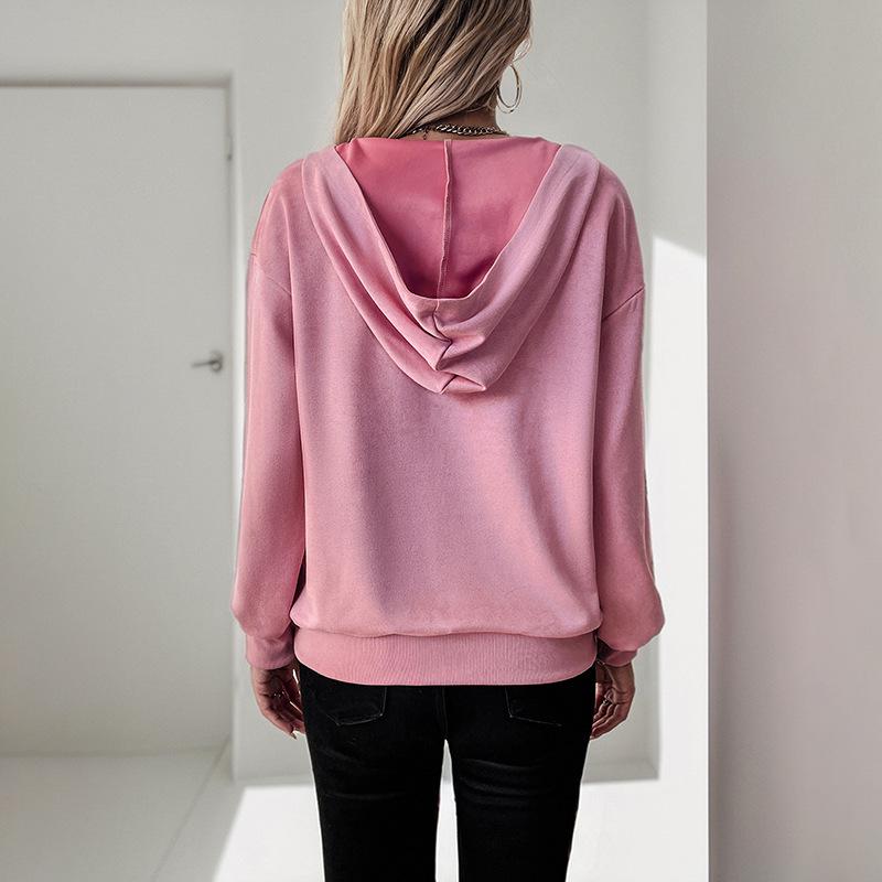 Baifen Zhiyi 2025 Autumn/Winter Asymmetrical Zipper Hooded Fleece Sweatshirt